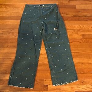 Zara Olive Green Pants with White Stitching